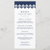 Arabesque Wedding Menu Kaart | Marineblauw (Voorkant)