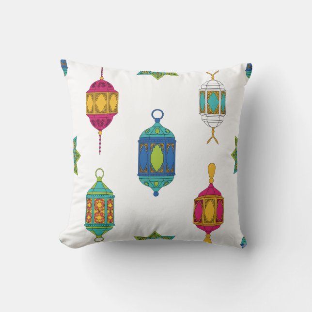 Arabian Lanterns & Stars Pattern Kussen (Voorkant)