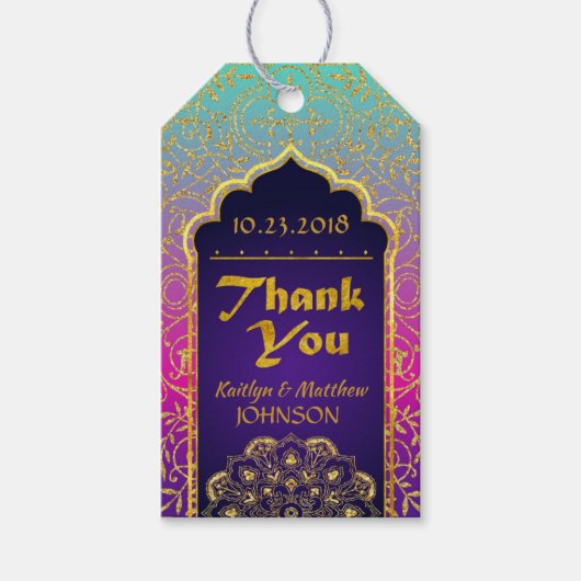 Arabian Nights Bollywood Dank u Gift Label Cadeaulabel (Voorkant)