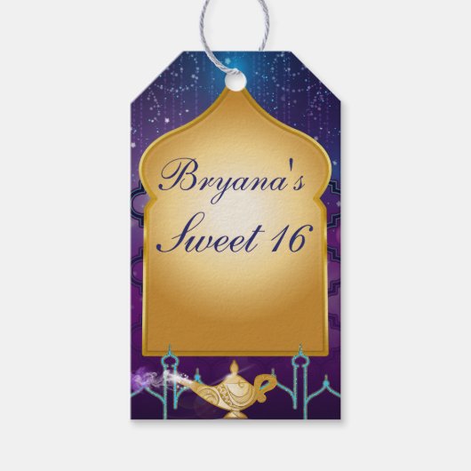 Arabian Nights Gold Magic Lamp Party Cadeaulabel (Voorkant)