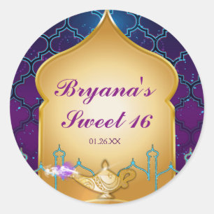 Arabian Nights Gold Magic Lamp Party Ronde Sticker