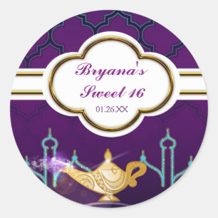 Arabian Nights Gouden Magische Lamp Feest Ronde Sticker