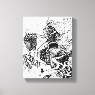 Arabian Nights Knight and Princess on Horse Canvas Afdruk