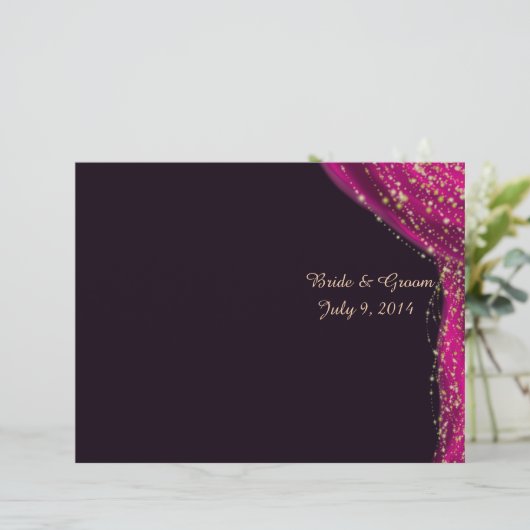 Arabian Nights Magenta & Gold Wedding Programme (Debout devant)