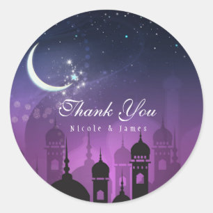 Arabian Nights Marokkaanse Paarse maanlicht Ronde Sticker