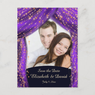 Arabian Nights Paars & Gold Photo Save the Date Briefkaart