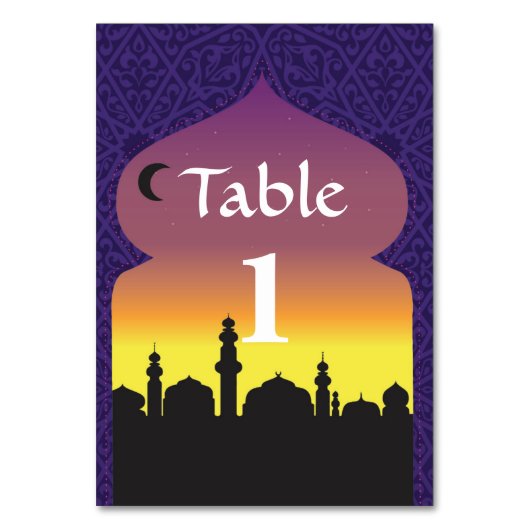 Arabian Nights Patroon Tafel Nummer Trouwen Kaart (Voorkant)