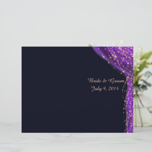 Arabian Nights Purple & Gold Wedding Programme (Debout devant)