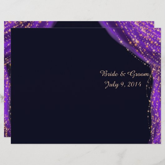 Arabian Nights Purple & Gold Wedding Programme (Devant / Derrière)