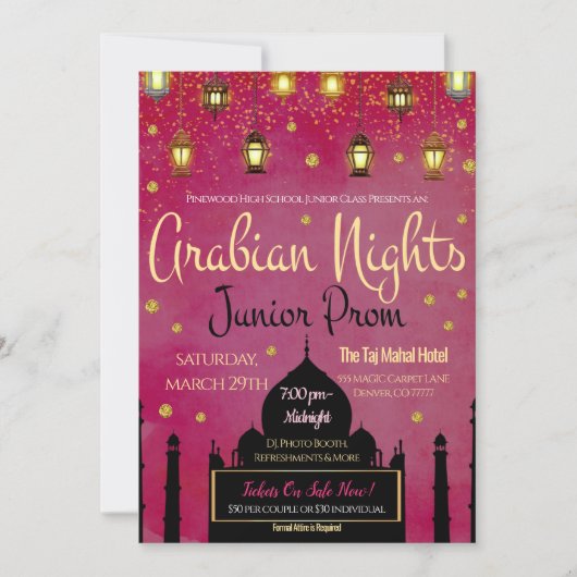 Arabian Nights Thème Junior Prom Invitation (Devant)