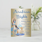 Arabian Nights Verjaardagsfeest Uitnodigingen (Staand voorkant)