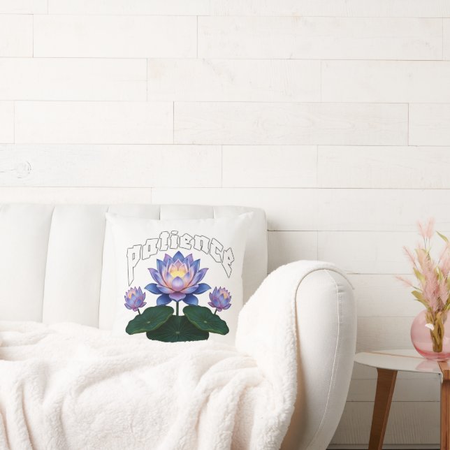 Arabic Calligraphy Sabr Patience - Zen Lotus Flowe Kussen (Bank)