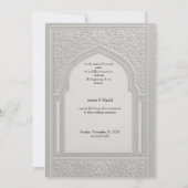 arabic Silver Embossed Floral Arch Wedding Kaart (Voorkant)