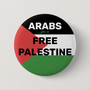 ARABIEREN VOOR EEN GRATIS PALESTIJNSE VLAG ROOD ZW RONDE BUTTON 5,7 CM