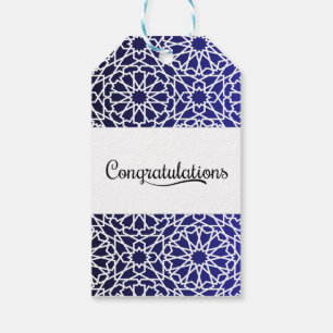 Arabisch Alf Mabrook Moorse Patroon in de marine Cadeaulabel