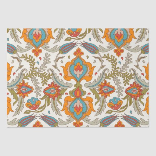 Arabisch Boho Elegante Floral Marokkaanse Peacock Tissuepapier (Voorkant)