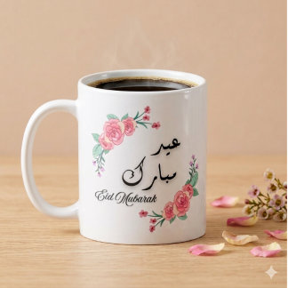 Arabisch & Engels Modern Bloemendesign Eid Mubarak Koffiemok