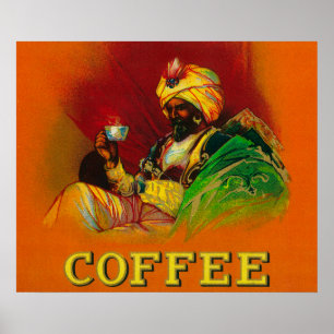 Arabisch Man Koffieetiket Poster