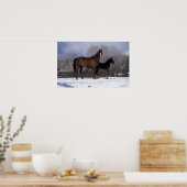 Arabisch Mare & Foal in sneeuw Poster (Keuken)