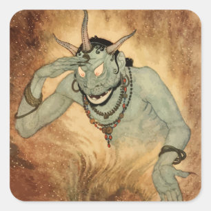 Arabisch Nights Genie van Edmund Dulac Vierkante Sticker