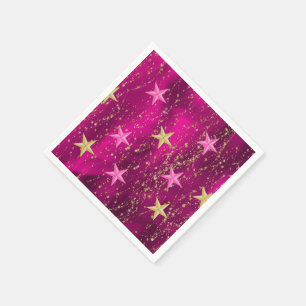 Arabisch Nights Magenta & Gold Stars Servet