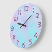 Arabisch Nummer Roze Holograaf Blauw Abstract Grote Klok (Hoek)