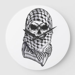 Arabisch Shemagh Kufiya Skull Acrylwandklok Grote Klok