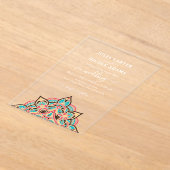 Arabische Art Nouveau Bloemenboog Mandala bruiloft Acryl Uitnodigingen (Laagn)