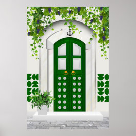 Arabische Libische oude groene deur muur kunst Poster