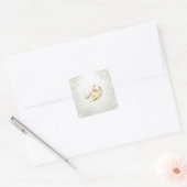 Arabische Monogram Sjabloon Handventilator Vierkante Sticker (Envelop)