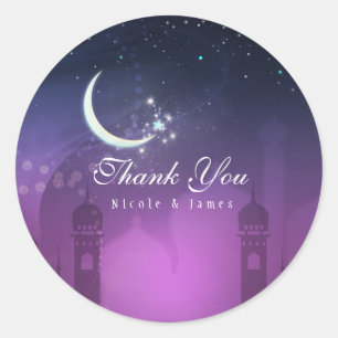 Arabische Nachten Marokkaans Paars Maanlicht Ronde Sticker