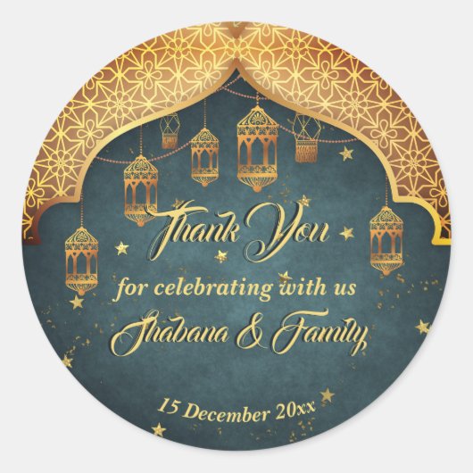 Arabische nachten Mehndi Henna feest favor Ronde Sticker (Voorkant)