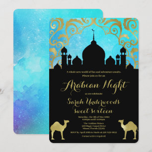 Arabische Nachten Turquoise en Gouden Verjaardagsu Kaart