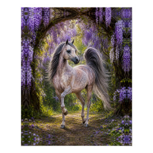 Arabische paard Paarse Wisteria Glanzende Poster Perfect Poster