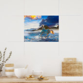 Arabische paarden van Stellar-eiland #2 Poster (Keuken)