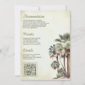 Arabische Palm Desert Camel QR Code Moslim Bruilof Kaart (Achterkant)