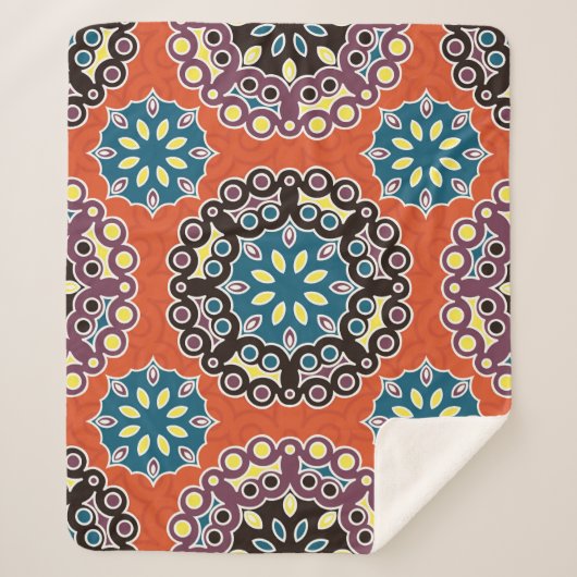 Arabische tegel,  patchwork patroon. sherpa deken (Voorkant)