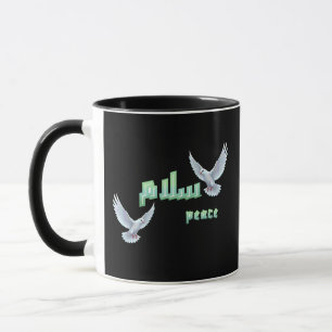 Arabische vrede "Salaam" typografie met witte duiv Mok