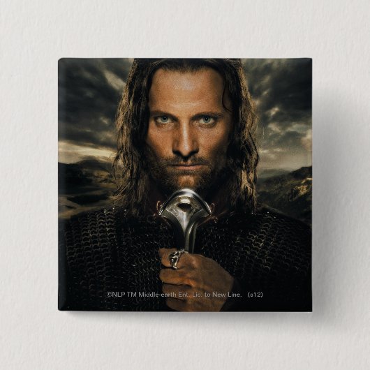 Aragorn Sword Down Vierkante Button 5,1 Cm (Voorkant)
