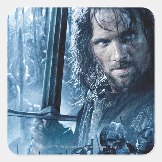 Aragorn Versus Orcs Vierkante Sticker (Voorkant)