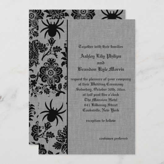 Araignée Damask sur Faire-part de mariage de lin g (Devant / Derrière)