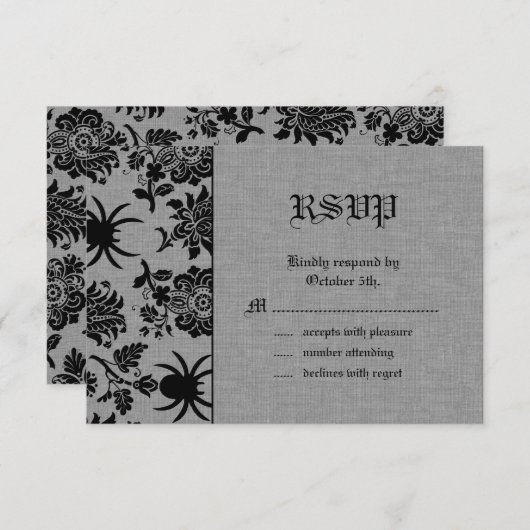 Araignée Damask sur lin gris RSVP (Devant / Derrière)