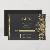 Araignée d'or sur invitation RSVP noire (Devant / Derrière)