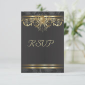 Araignée d'or sur invitation RSVP noire (Debout devant)