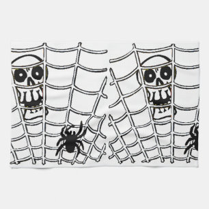 Araignée en Web avec crâne Halloween Serviette de