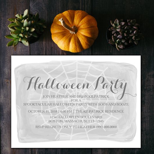 Araignée gris Web Halloween Invitation de la fête