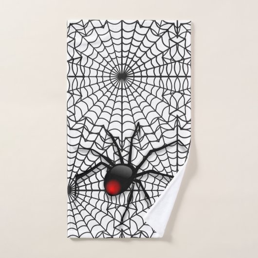 Araignée noire et toile Halloween Maison Invité (Serviette à main)