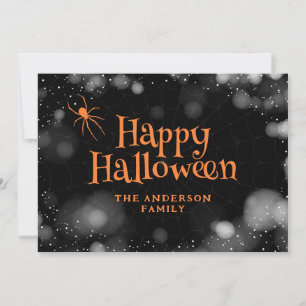 Araignée sur le Web Bonne carte d'Halloween