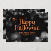 Araignée sur le Web Bonne carte d'Halloween (Devant / Derrière)