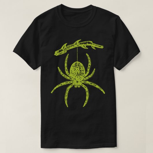 Araignée Verte Suspendue De La Branche T-Shirt (Design devant)